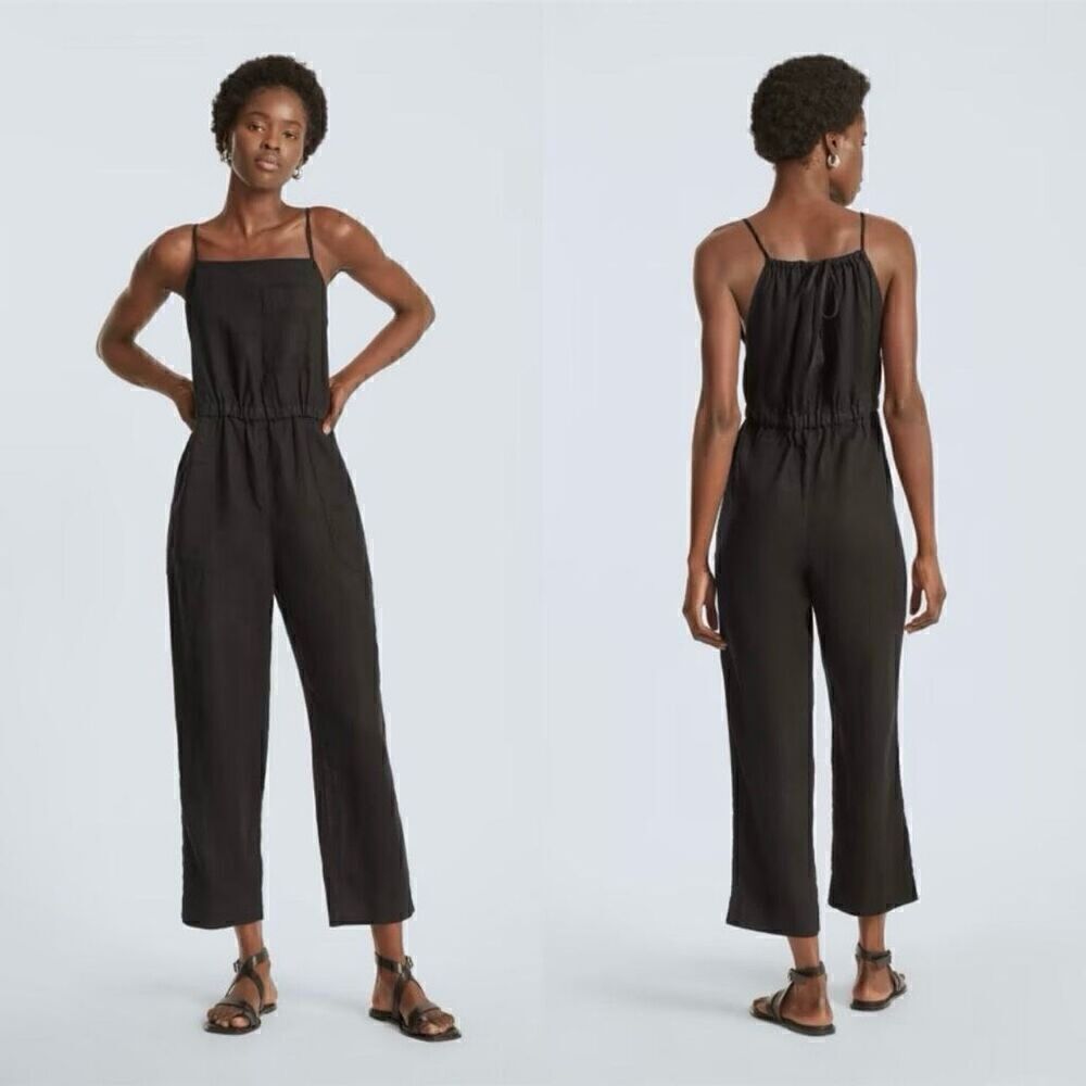 Everlane The Linen Shoestring Jumpsuit Black Size S NWT